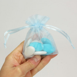 10 sacs organza ciel pour dragées et petits cadeaux