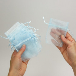 10 sacs organza ciel pour dragées et petits cadeaux