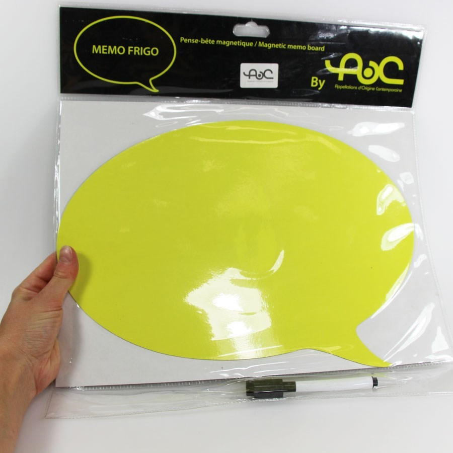 Ardoise effaçable magnétique bulle jaune Ardoise effaçable magnétique bulle jaune
