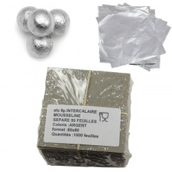 Carrés papier métallisé argent 8x8 cm pour confiserie et chocolat x10
