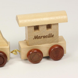 Wagon personnalisé pour train prénom en bois - bois brut