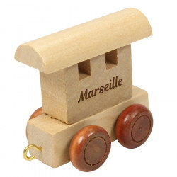 Wagon personnalisé pour train prénom en bois - bois brut