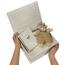 Boîte coffret cadeau de naissance avec peluche et album photo