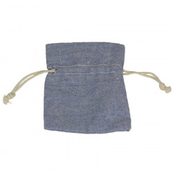 Petit sac pochette cadeau en tissu façon jean avec lien de fermeture