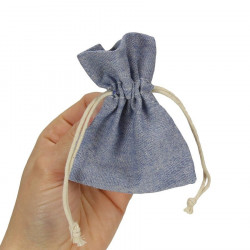Petit sac pochette cadeau en tissu façon jean avec lien de fermeture