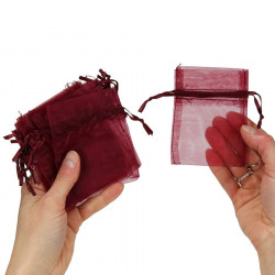 10 sacs organza bordeaux pour dragées et petits cadeaux