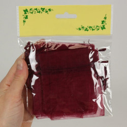 10 sacs organza bordeaux pour dragées et petits cadeaux