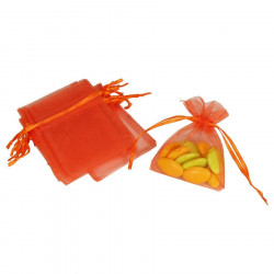 10 sacs organza orange pour dragées et petits cadeaux