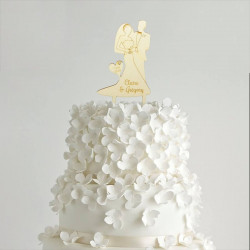 Cake topper mariage en bois à personnaliser - Couple coeur