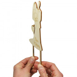 Cake topper mariage en bois à personnaliser - Couple coeur