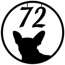 Plaque numéro de maison personnalisée originale - Tête de chihuahua