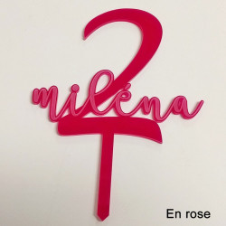 Cake topper anniversaire personnalisé avec chiffre 0-9 et prénom