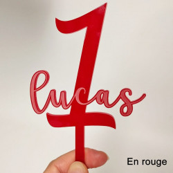 Cake topper anniversaire personnalisé avec chiffre 0-9 et prénom