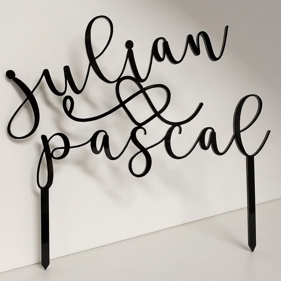 Cake topper mariage personnalisé avec prénoms enlacés