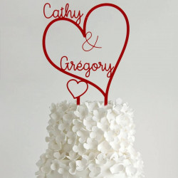 Cake topper mariage personnalisé acrylique - Coeurs