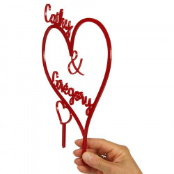 Cake topper mariage personnalisé acrylique - Prénoms Coeurs