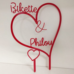 Cake Topper Dessus de gâteau Prénoms Acrylique Coeur-Personnalisé