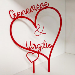 Cake Topper Dessus de gâteau Prénoms Acrylique Coeur-Personnalisé