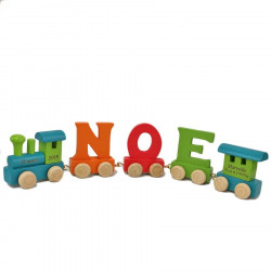Wagon personnalisé pour train de lettres prénom - bleu vert