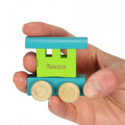 Wagon personnalisé pour train de lettres prénom - bleu vert