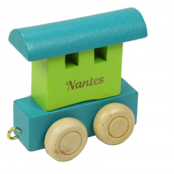 Wagon personnalisé pour train de lettres prénom - bleu vert