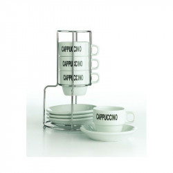 Set de 4 tasses cappucino sur support chrome