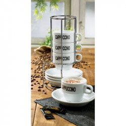 Set de 4 tasses cappucino sur support chrome