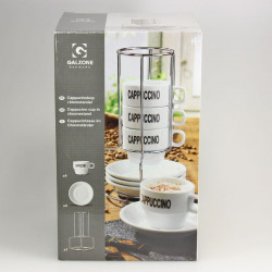 Set de 4 tasses cappucino sur support chrome