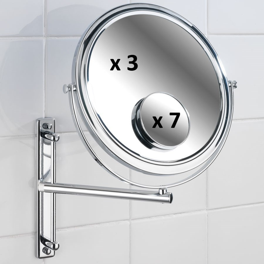 Miroir mural avec bras pivotant - grossissant x 3 et x 7 Miroir mural avec bras pivotant - grossissant x 3 et x 7
