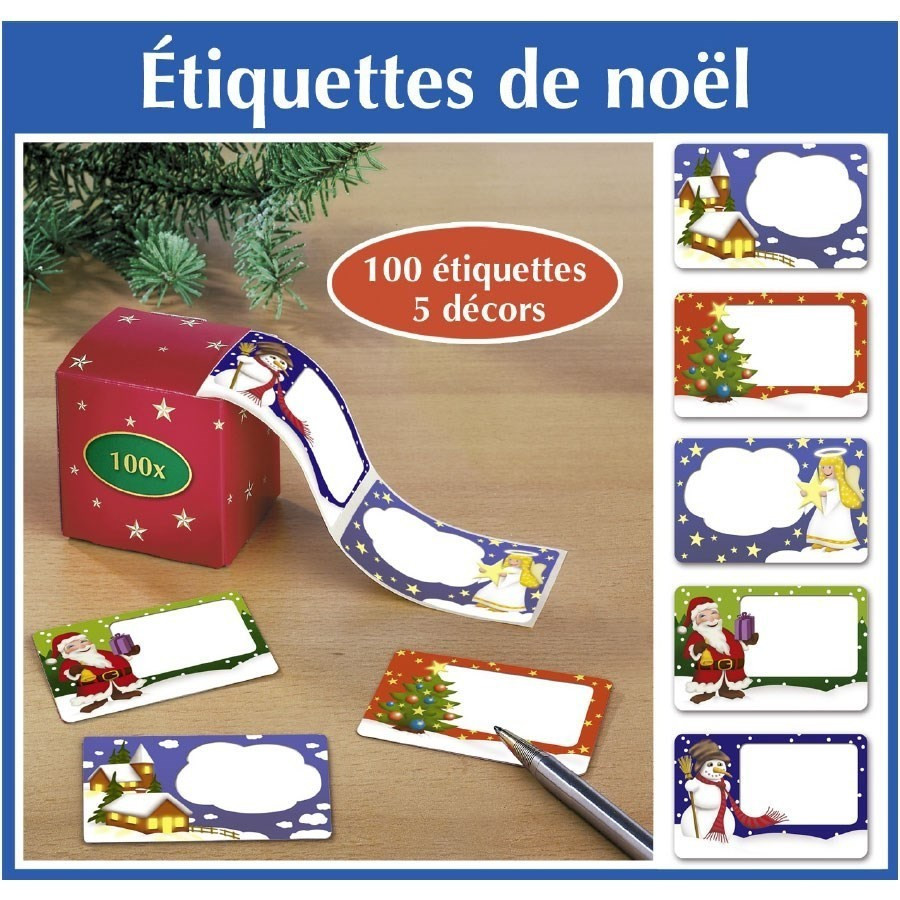 100 étiquettes cadeaux de Noël avec distributeur 100 étiquettes cadeaux de Noël avec distributeur
