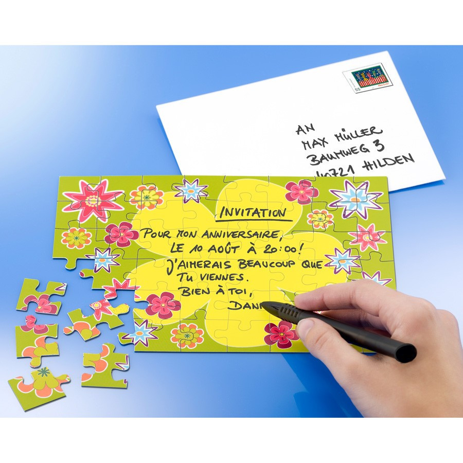 Carte d'invitation puzzle fleurs Carte d'invitation puzzle fleurs