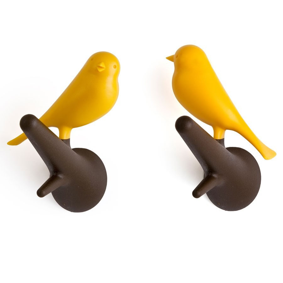 Crochets patères oiseau Qualy marron-jaune Crochets patères oiseau Qualy marron-jaune