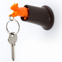 Porte clés écureuil Qualy marron-orange