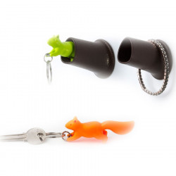 Porte clés écureuil Qualy marron-orange