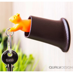 Porte clés écureuil Qualy marron-orange