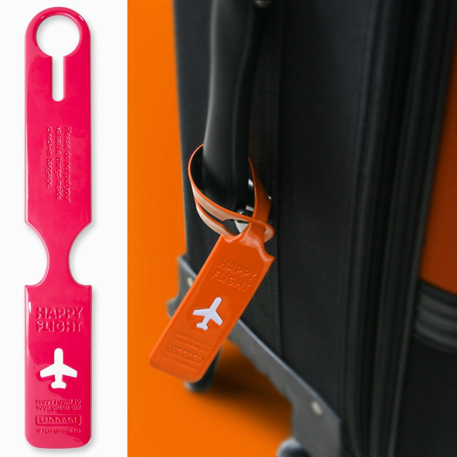 Etiquette identification bagages Happy Flight - rose Etiquette identification bagages Happy Flight - rose