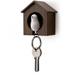 Range porte clés mural oiseau Sparrow Qualy marron-blanc