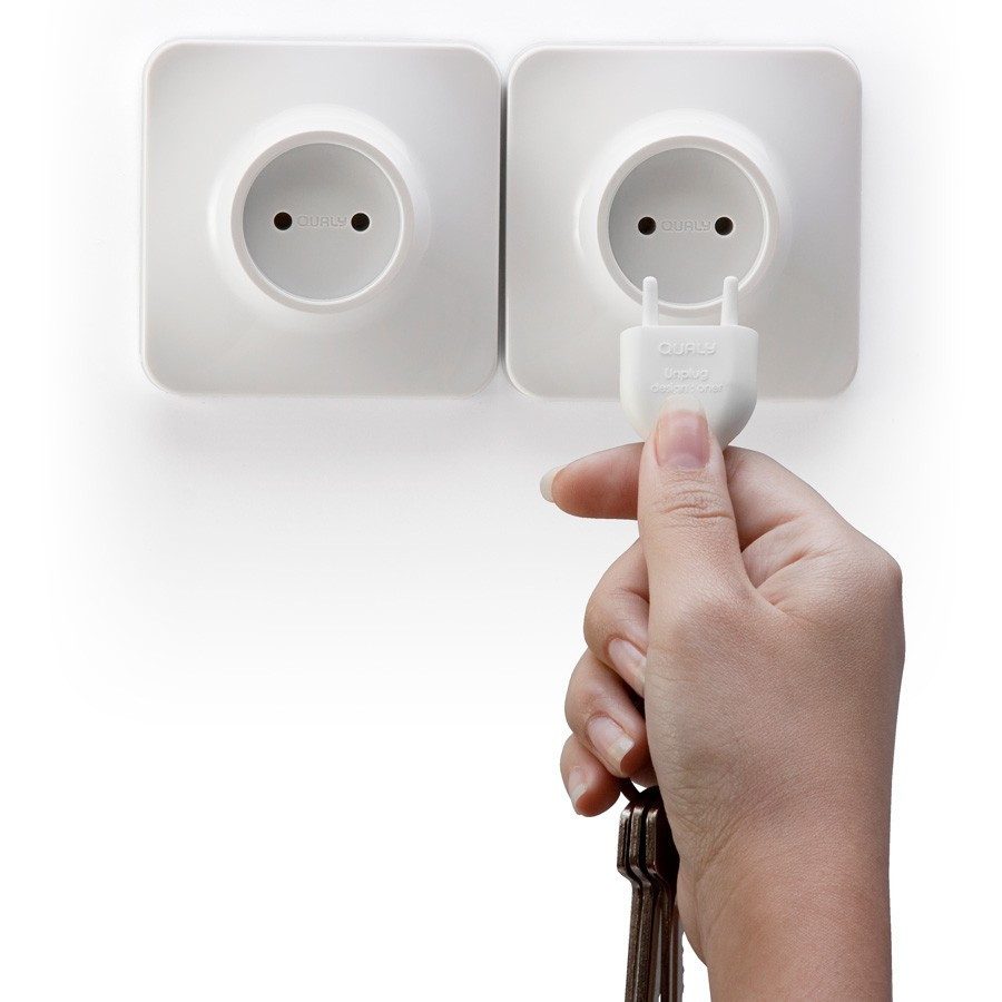 Range porte clés mural Prise de courant Unplug Qualy blanc Range porte clés mural Prise de courant Unplug Qualy blanc