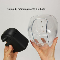 Boîte à coton Mouton Qualy Transparent et noir