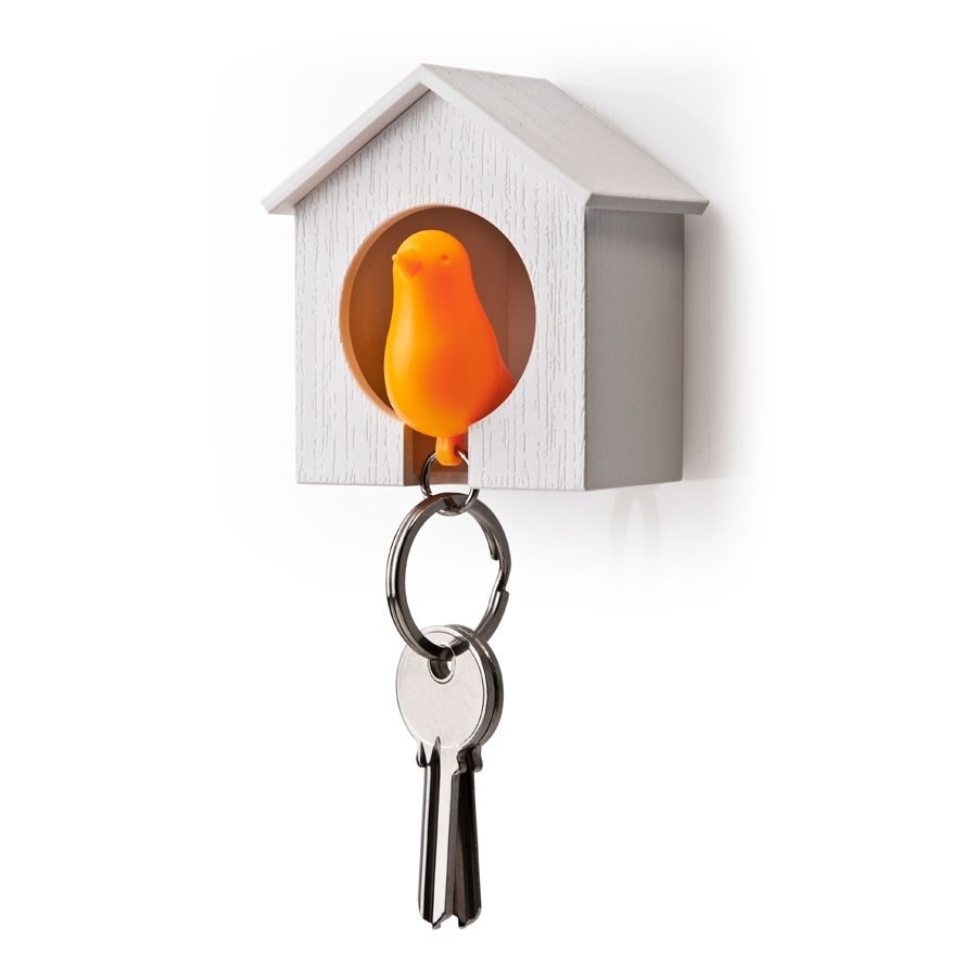 Range porte clés mural oiseau Sparrow Qualy blanc-orange Range porte clés mural oiseau Sparrow Qualy blanc-orange