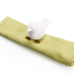 2 ronds de serviette Oiseau blanc Qualy