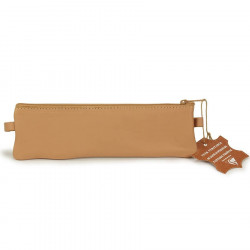 Trousse plate en cuir naturel Clairefontaine 22x6 cm