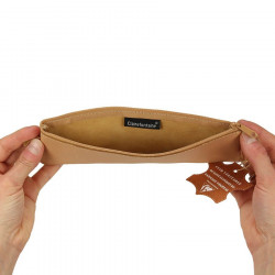 Trousse plate en cuir naturel Clairefontaine 22x6 cm