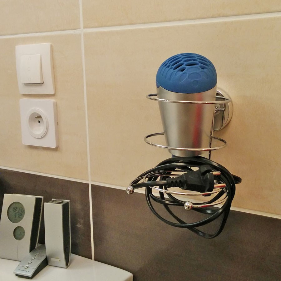 WENKO Porte-Sèche-Cheveux Vacuum-Loc Milazzo - Fixation Sans Percer Chromé