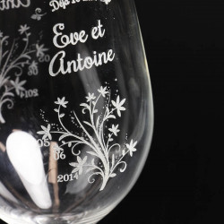 Verre à vin gravé et personnalisé pour anniversaire de mariage