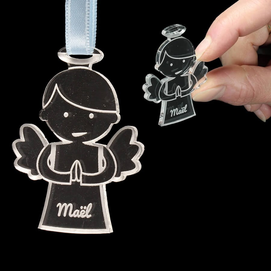 Lot De 24 Cadeau Invite Bapteme Porte Clef, Cadeau Invites Mariage Porte Clé, Porte Clé Ange Merci En Perles Avec Sacs En Organza Et étiquettes Kraft, Pour Invités, Mariage, Baptême (blanc