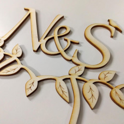 Cake topper mariage personnalisé en bois - initiales champêtre