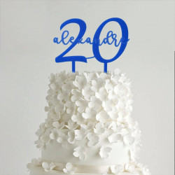 Cake topper anniversaire personnalisé avec âge et prénom