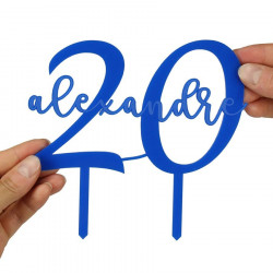 Cake topper anniversaire personnalisé avec âge et prénom