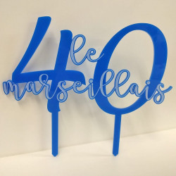 Cake topper anniversaire personnalisé avec âge et prénom